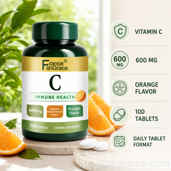 Shecome vitamina C marca suporte antioxidante para saúde imunológica